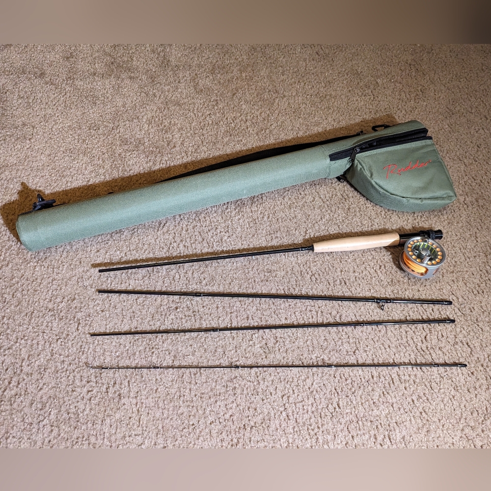 8ft Fly Rod, Jim Rogers Outfitters Brand with Rudder Brand Fly Reel, 3/4 Inch